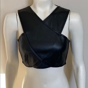 Black Pleather Crop Top